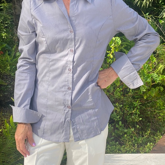 Rosa York Professional Attire Blue Button Down Top - Picture 3 of 7